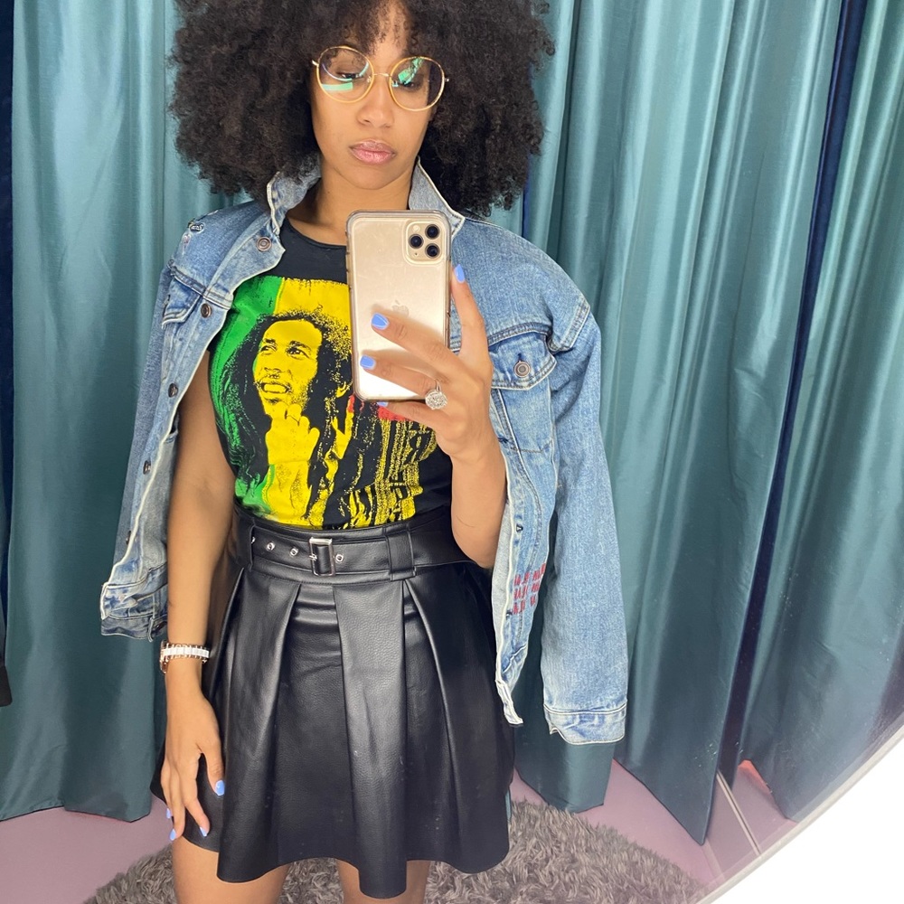 ASOS Leather Pleat Mini Skirt